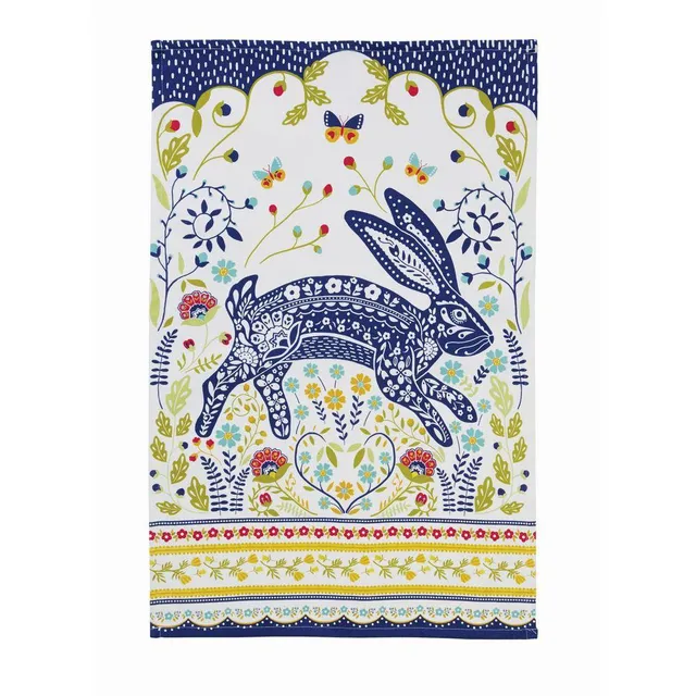 ulster-weavers-woodland-hare-geschirrtuch-aus-baumwolle-in-blau image 1
