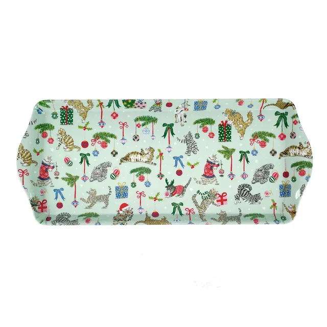 ulster-weavers-christmas-cats-serviertablett-klein-seafoam-melamin image 1