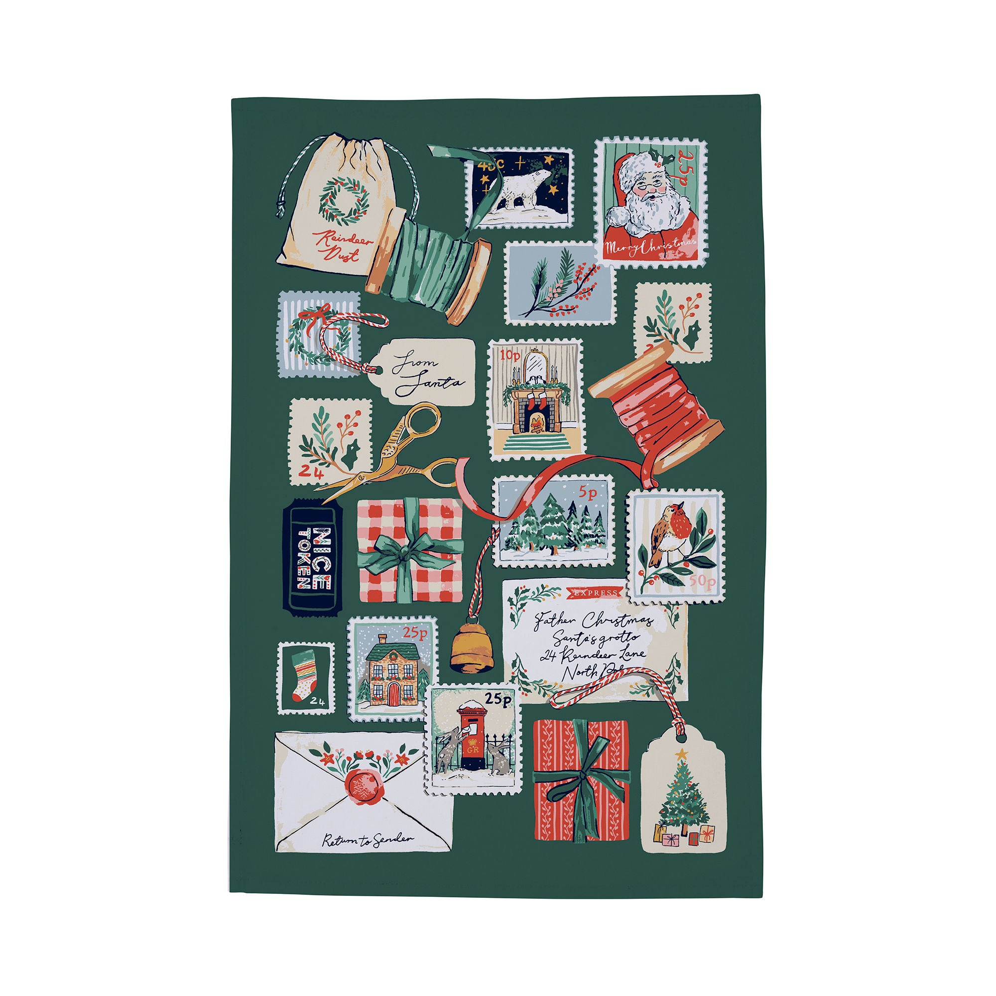 ulster-weavers-letters-to-santa-geschirrtuch-baumwolle-gr-n-74x48cm image 1