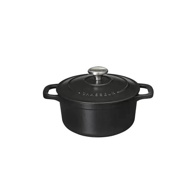 chasseur-14-cm-emaille-gusseisen-schmortopf-rund-matt-black-0-9-liter image 1