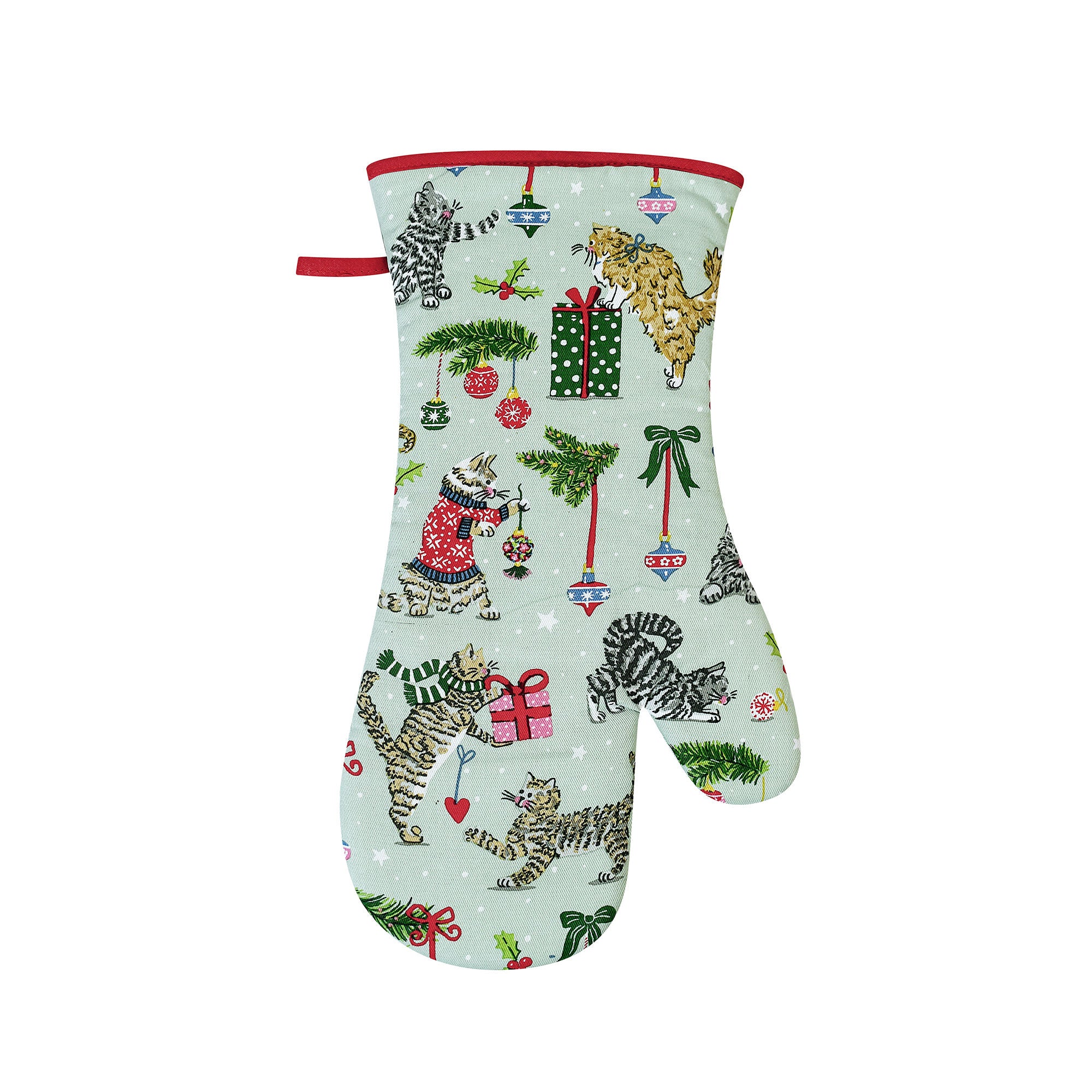 ulster-weavers-christmas-cats-ofenhandschuh-seafoam image 1