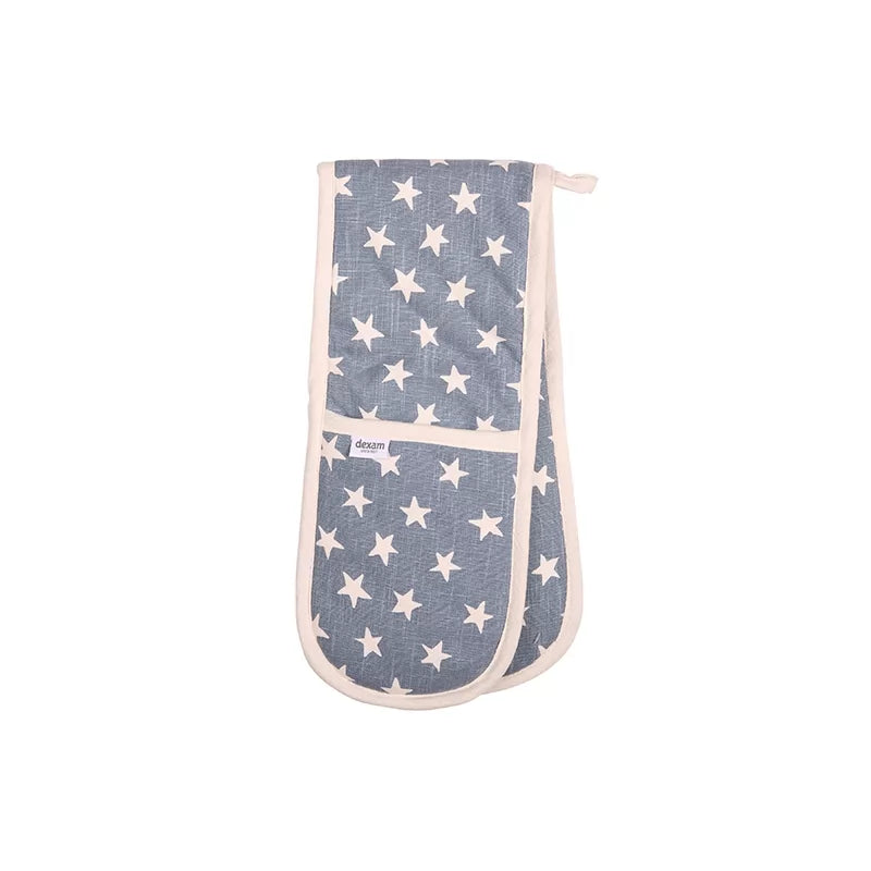 dexam-organic-star-topflappen-ofenhandschuhe-blau-bio-baumwolle-doppelt image 1