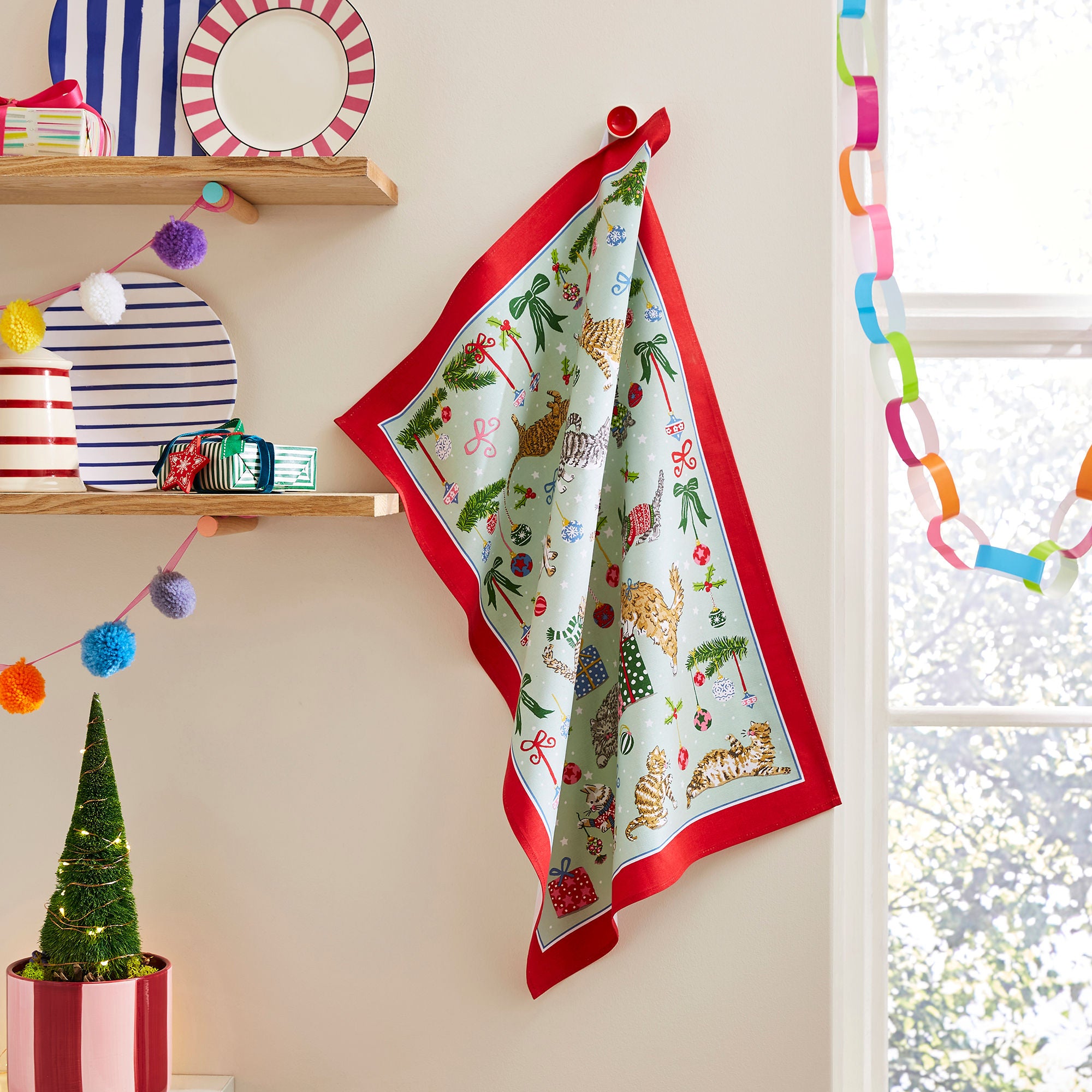 ulster-weavers-christmas-cats-geschirrtuch-seafoam-baumwolle image 2