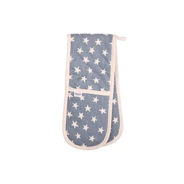 dexam-organic-star-topflappen-ofenhandschuhe-blau-bio-baumwolle-doppelt image 1