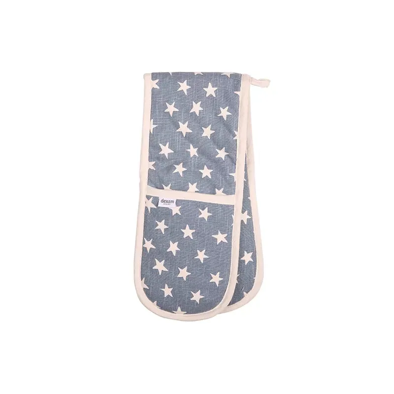 dexam-organic-star-topflappen-ofenhandschuhe-blau-bio-baumwolle-doppelt image 1
