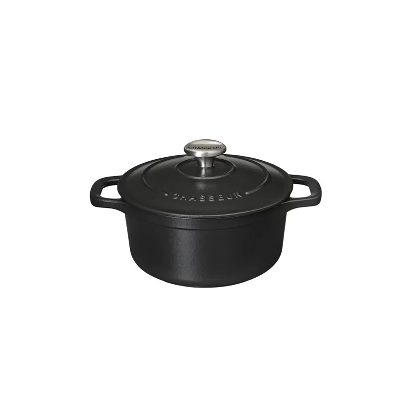 chasseur-14-cm-emaille-gusseisen-schmortopf-rund-matt-black-0-9-liter image 1
