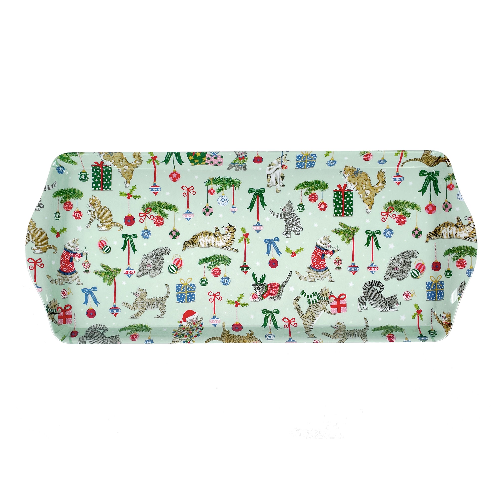 ulster-weavers-christmas-cats-serviertablett-klein-seafoam-melamin image 1
