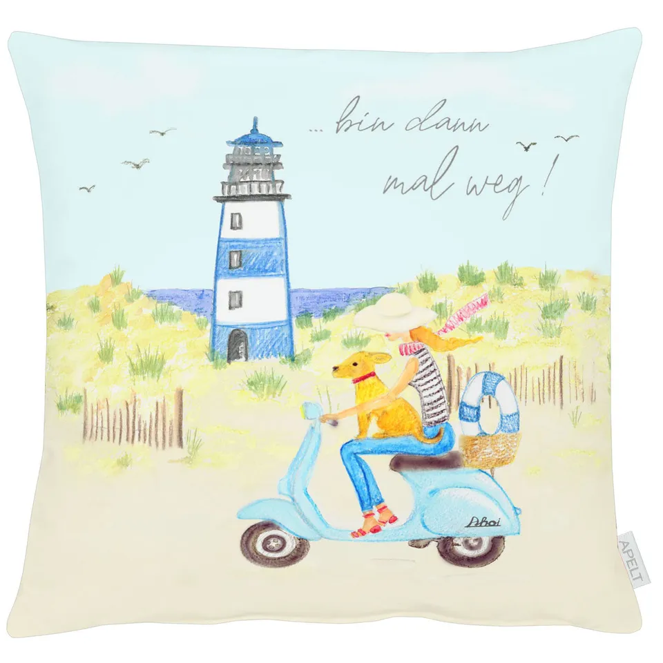 apelt-6745-kissen-strandmotiv-aquarell-vespa-hund image 1