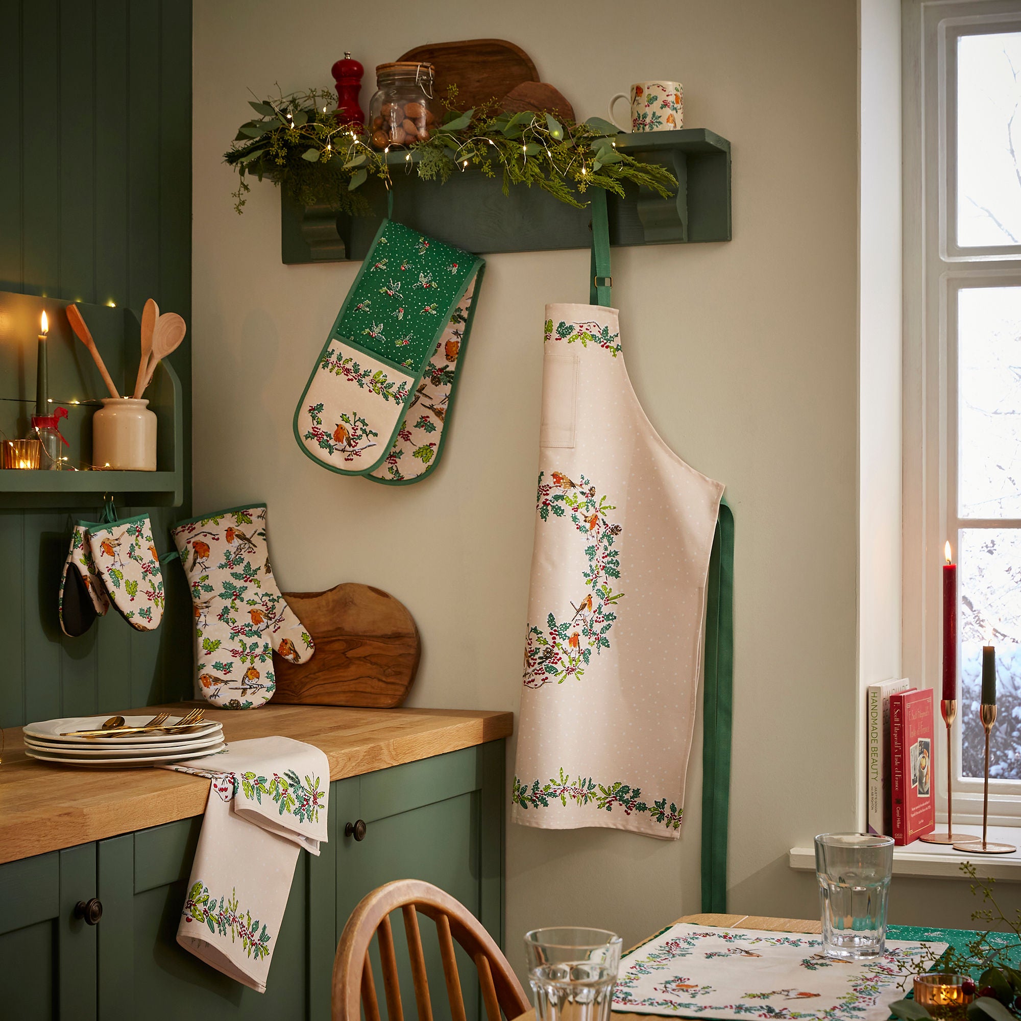 ulster-weavers-christmas-robins-faltbare-tasche-medium-gr-n image 4