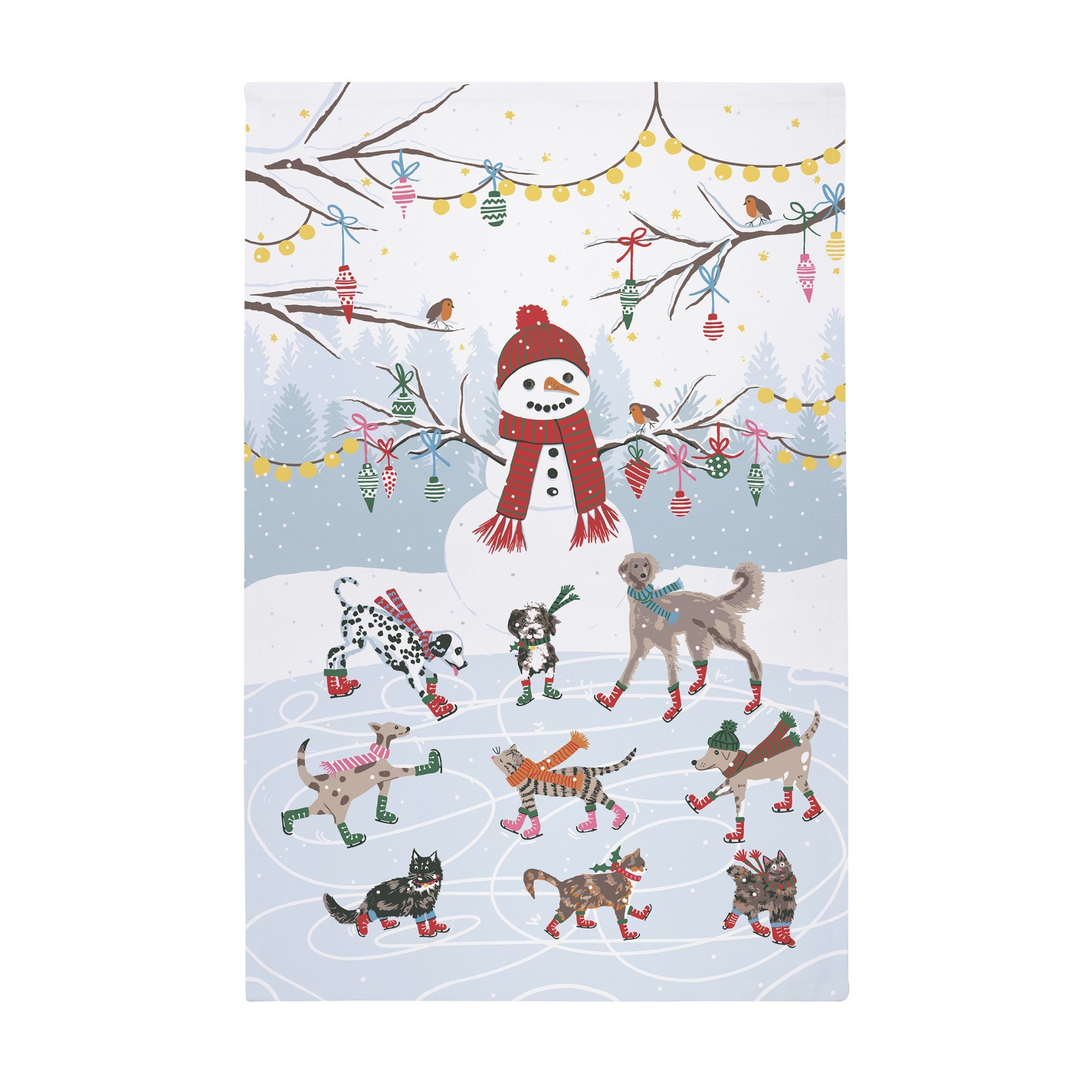 ulster-weavers-christmas-ice-skating-animals-geschirrtuch-baumwolle-blau image 1