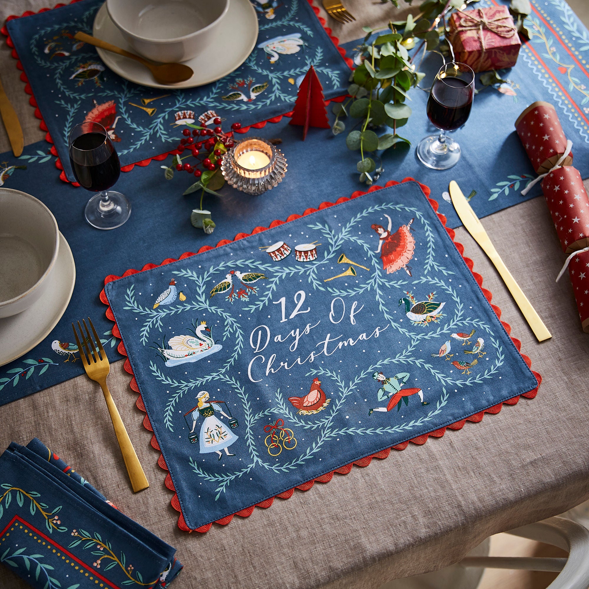 ulster-weavers-12-days-of-christmas-tischsets-baumwolle-2er-pack-in-blau image 2