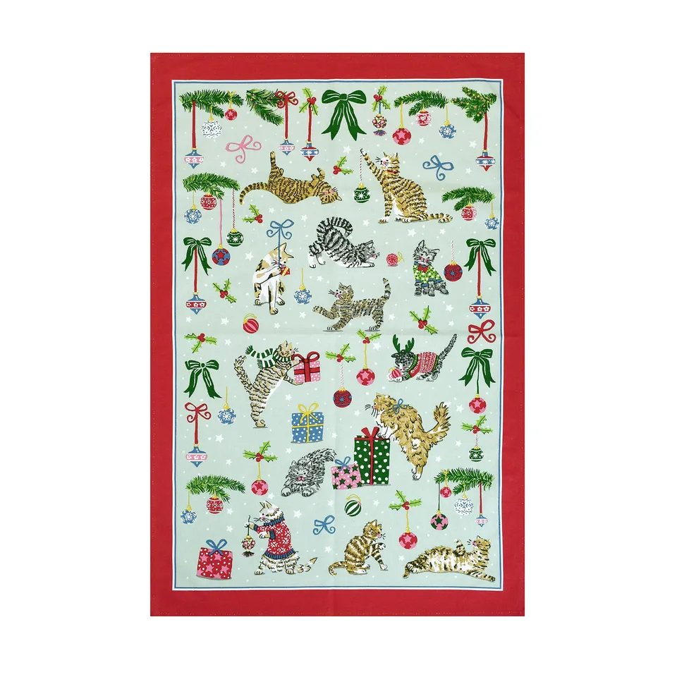 ulster-weavers-christmas-cats-geschirrtuch-seafoam-baumwolle image 1
