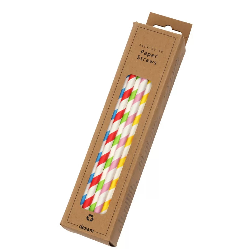 dexam-papierstrohhalme-gestreift-50er-pack-sortiert image 1