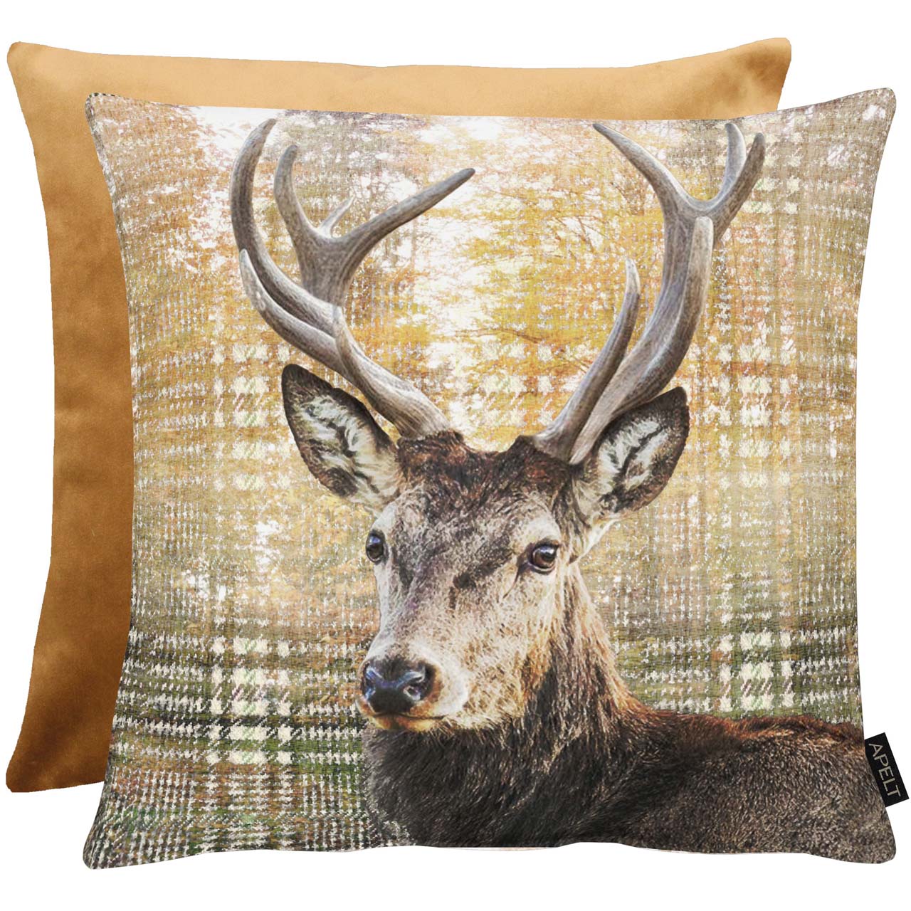 apelt-5886-kissenbezug-hirsch-tiermotiv-mit-samtr-ckseite image 2