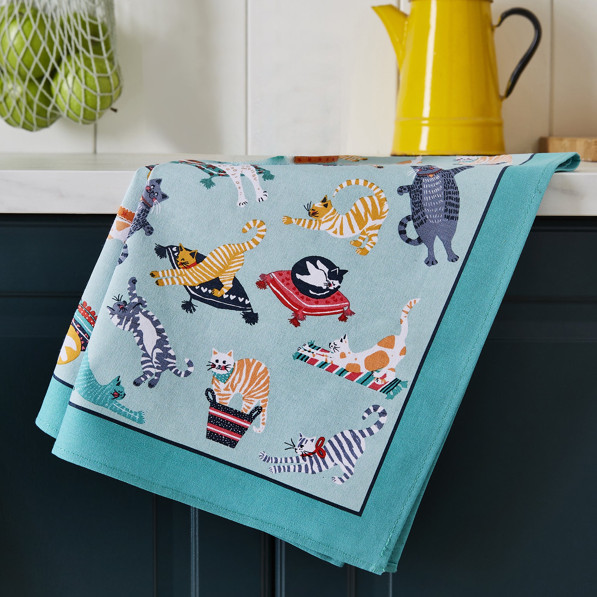 ulster-weavers-kitty-cats-baumwoll-geschirrtuch-in-blau image 2