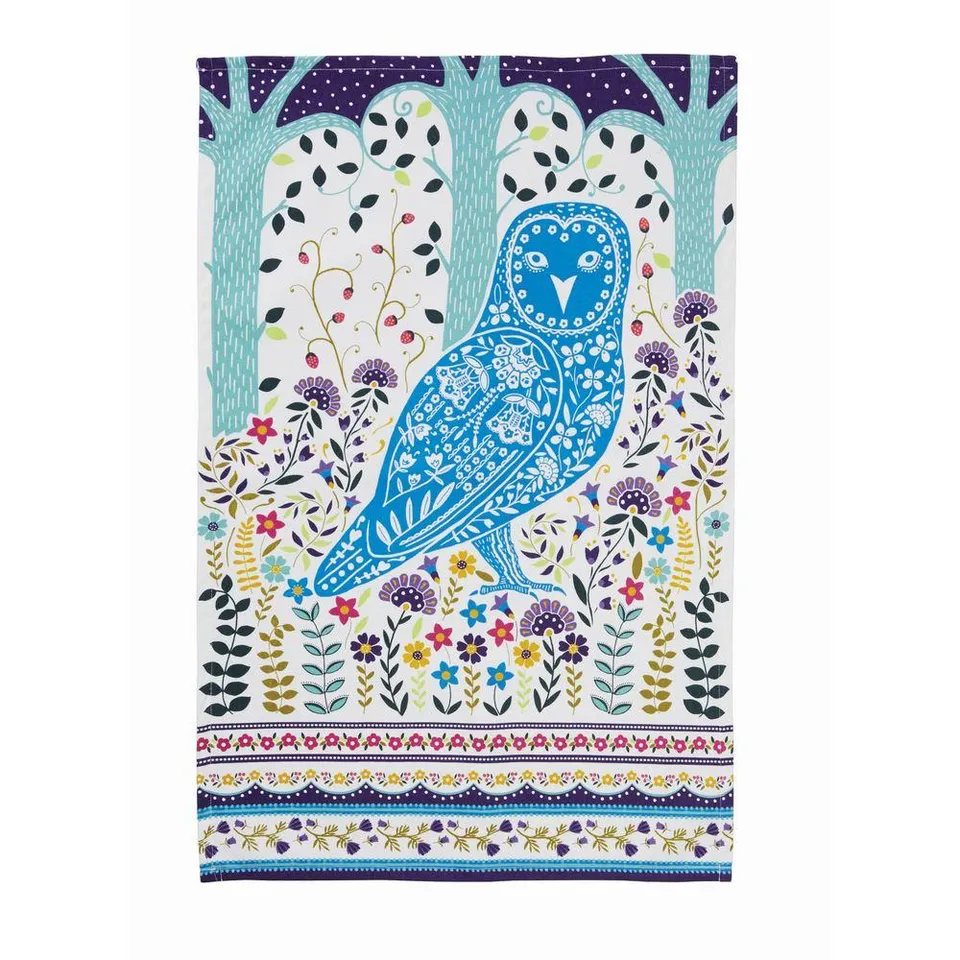 ulster-weavers-woodland-owl-baumwoll-geschirrtuch-blau image 1