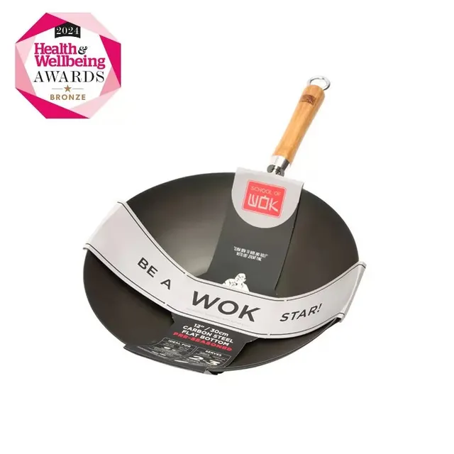dexam-school-of-wok-wok-30-cm-aus-vor-eingebranntem-kohlenstoffstahl image 1