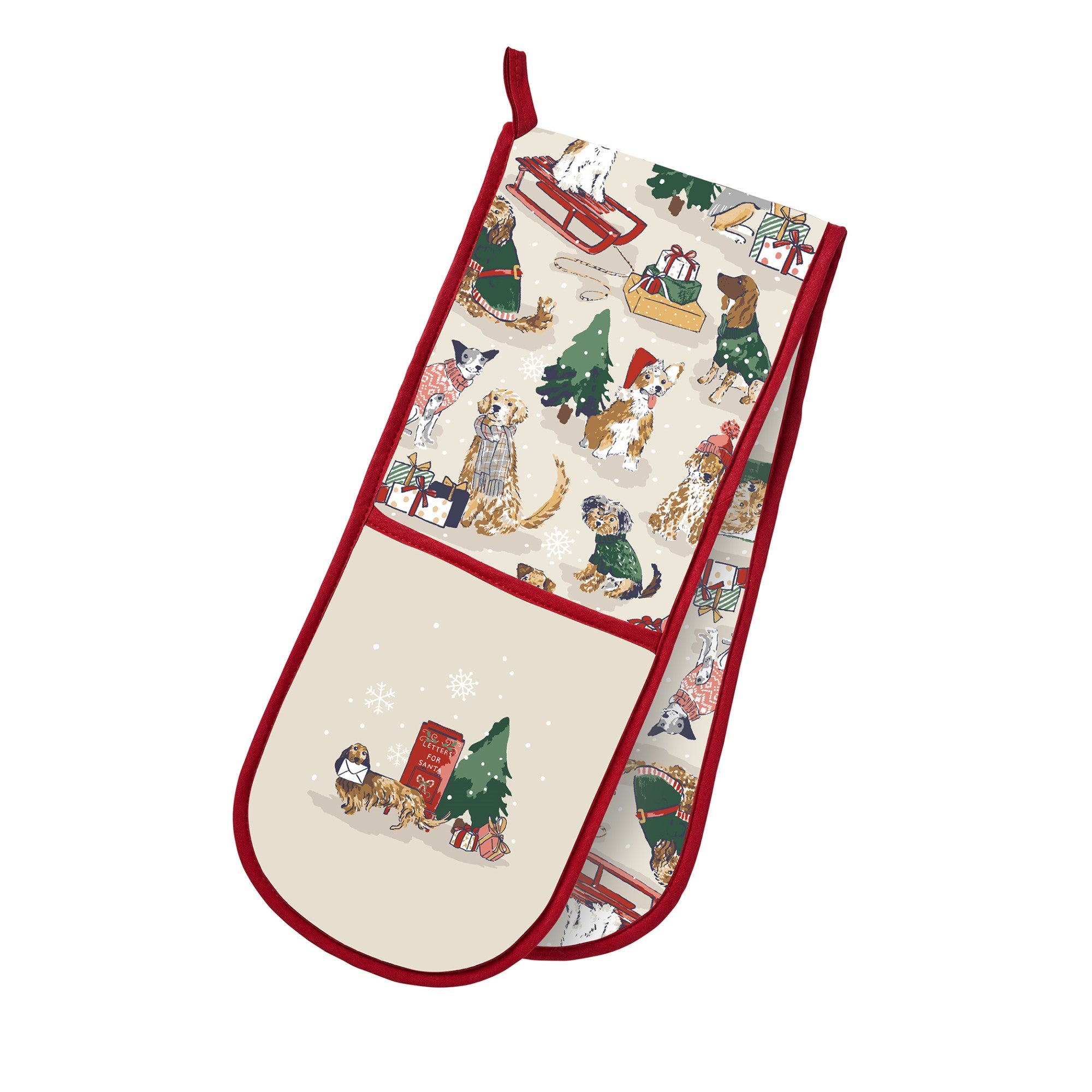ulster-weavers-merry-mutts-doppel-ofenhandschuh-weihnachten-in-rot image 1