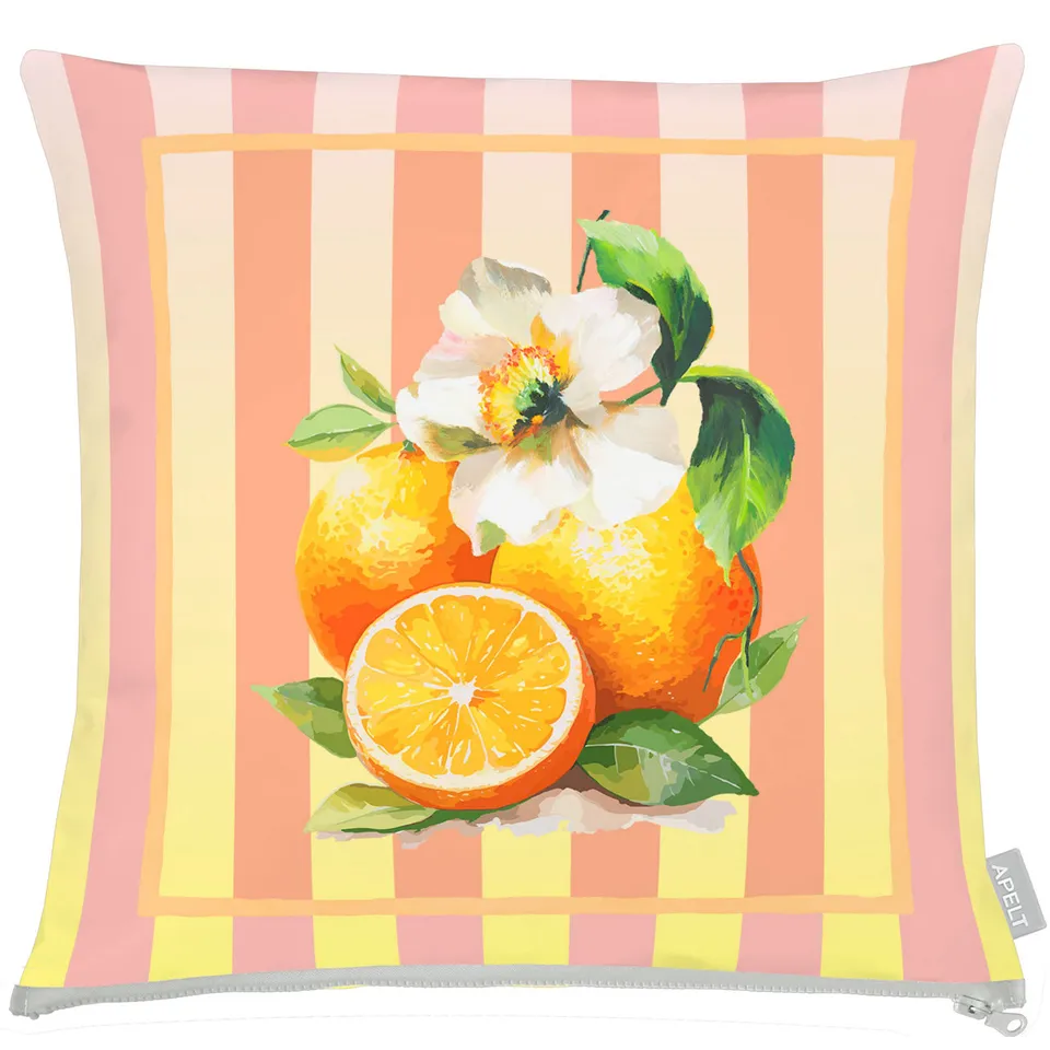 apelt-3811-kissenbezug-orangen-motiv-auf-changierenden-streifen-outdoor-mit-flec image 1