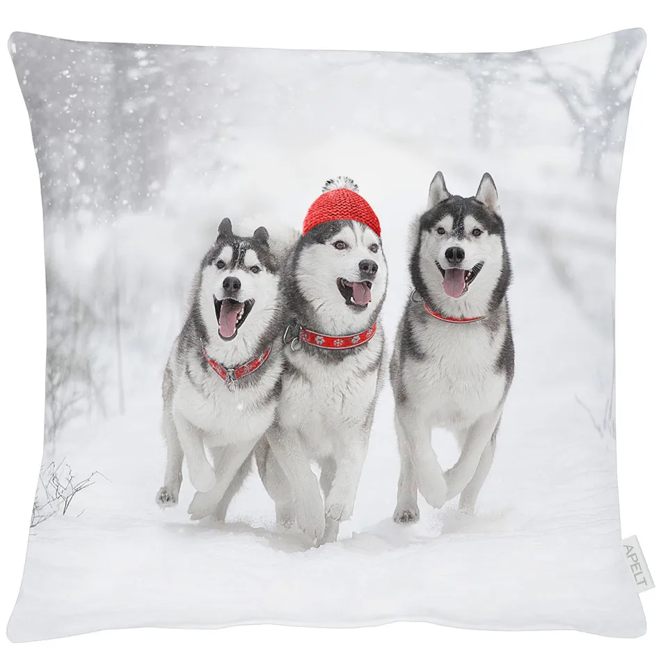 apelt-3701-kissenbezug-huskyfreunde-im-schnee image 1