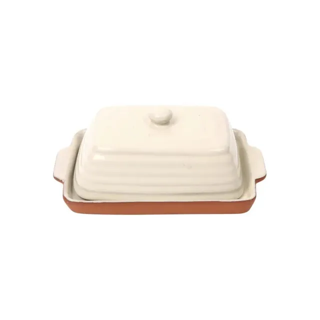 dexam-porto-terracotta-butterdose-gerippt-stone image 1