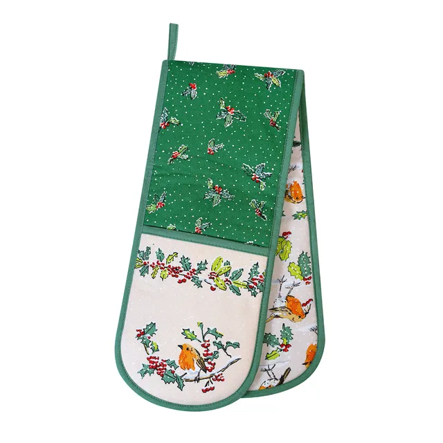 ulster-weavers-christmas-robins-doppel-ofenhandschuh-in-gr-n image 1