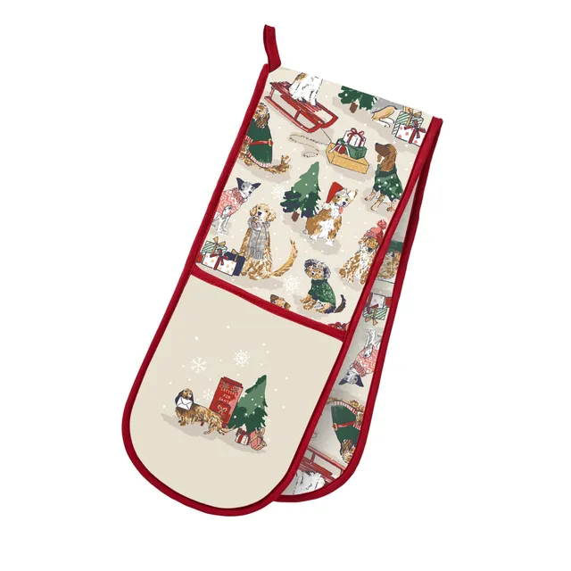 ulster-weavers-merry-mutts-doppel-ofenhandschuh-weihnachten-in-rot image 1