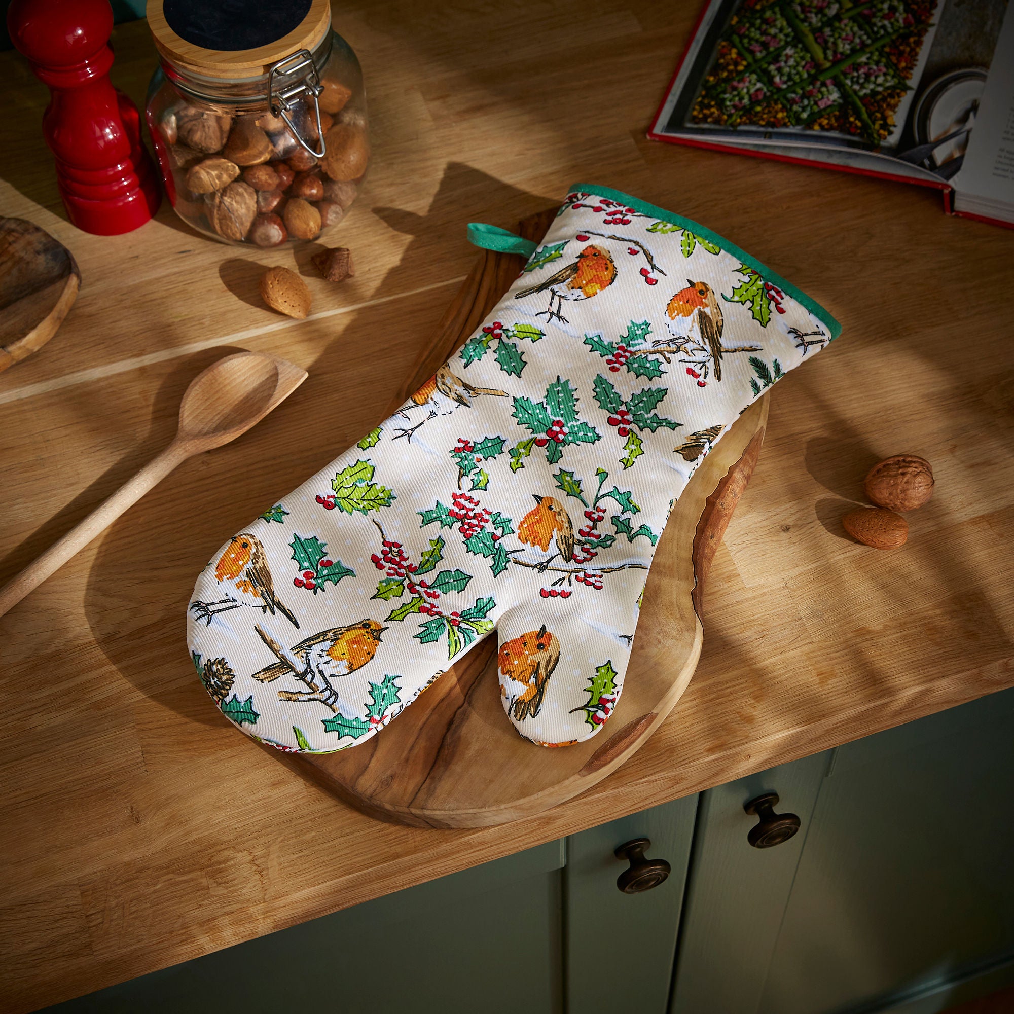 ulster-weavers-christmas-robins-stulpen-ofenhandschuh-in-gr-n image 2