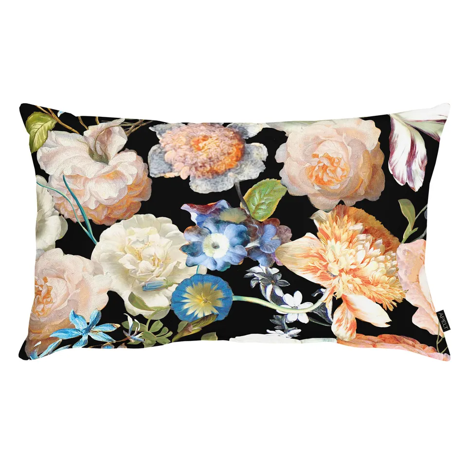 apelt-sophie-kopfkissen-40x80-baumwoll-satin-bl-tenmotiv-rosen-schwarz image 1